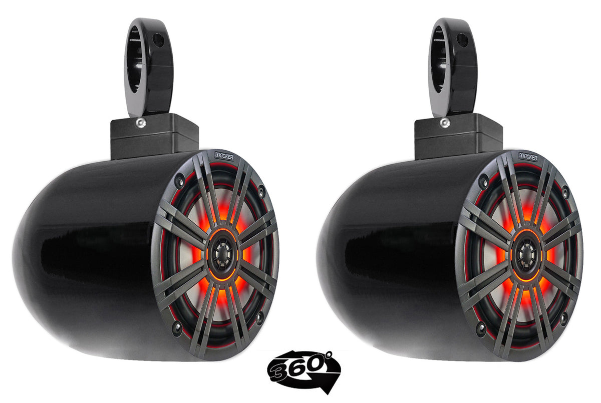 6.5" LED 360 Degree Swivel Black Aluminum Wakeboard Tower Speakers