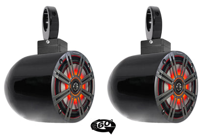 6.5" LED 360 Degree Swivel Black Aluminum Wakeboard Tower Speakers