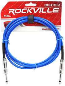 Rockville RCGT6.0BL 6' 1/4'' TS to 1/4'' TS Instrument Guitar Cable in Blue