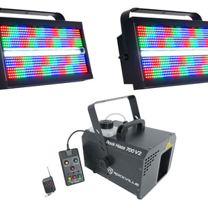 (2) American DJ ADJ Jolt Panel FX2 RGBW SMD LED DMX Strobe/Wash Lights+Hazer