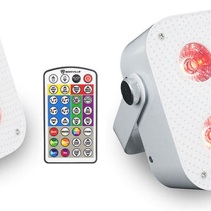 (2) Rockville MINI IR4 White RGBWA+UV DJ Par Wash Up Lights+Wireless DMX+App