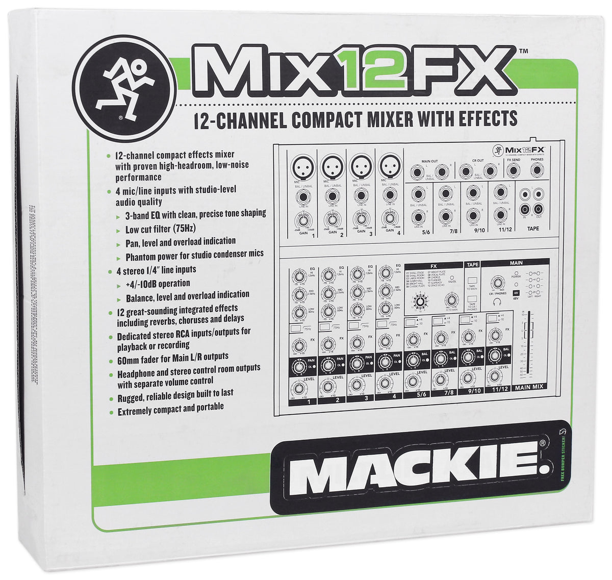 New Mackie Mix12FX 12-Channel Compact Mixer W/FX Proven Performance Built Rugged