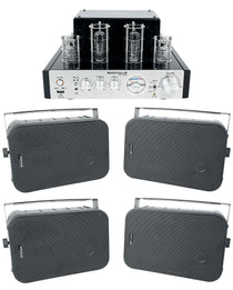 BluTube Tube Amplifier/Home Theater Bluetooth Receiver + (4) 6.5" Black Speakers