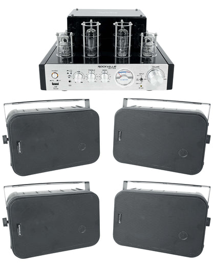 BluTube Tube Amplifier/Home Theater Bluetooth Receiver + (4) 6.5" Black Speakers