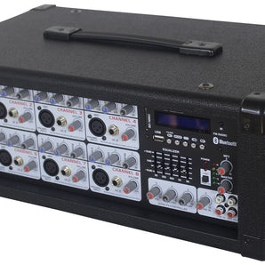 Rockville RPG2X12 BOX 2 8 Channel 1400 Watt Powered Mixer with Built in Bluetooth Connectivity