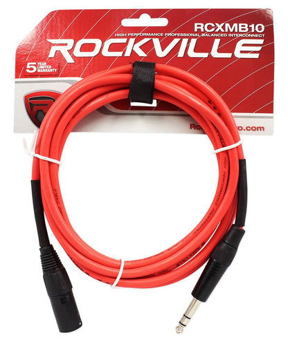 6 10' Male REAN XLR to 1/4'' TRS Cable (3 Colors x 2 of Each)