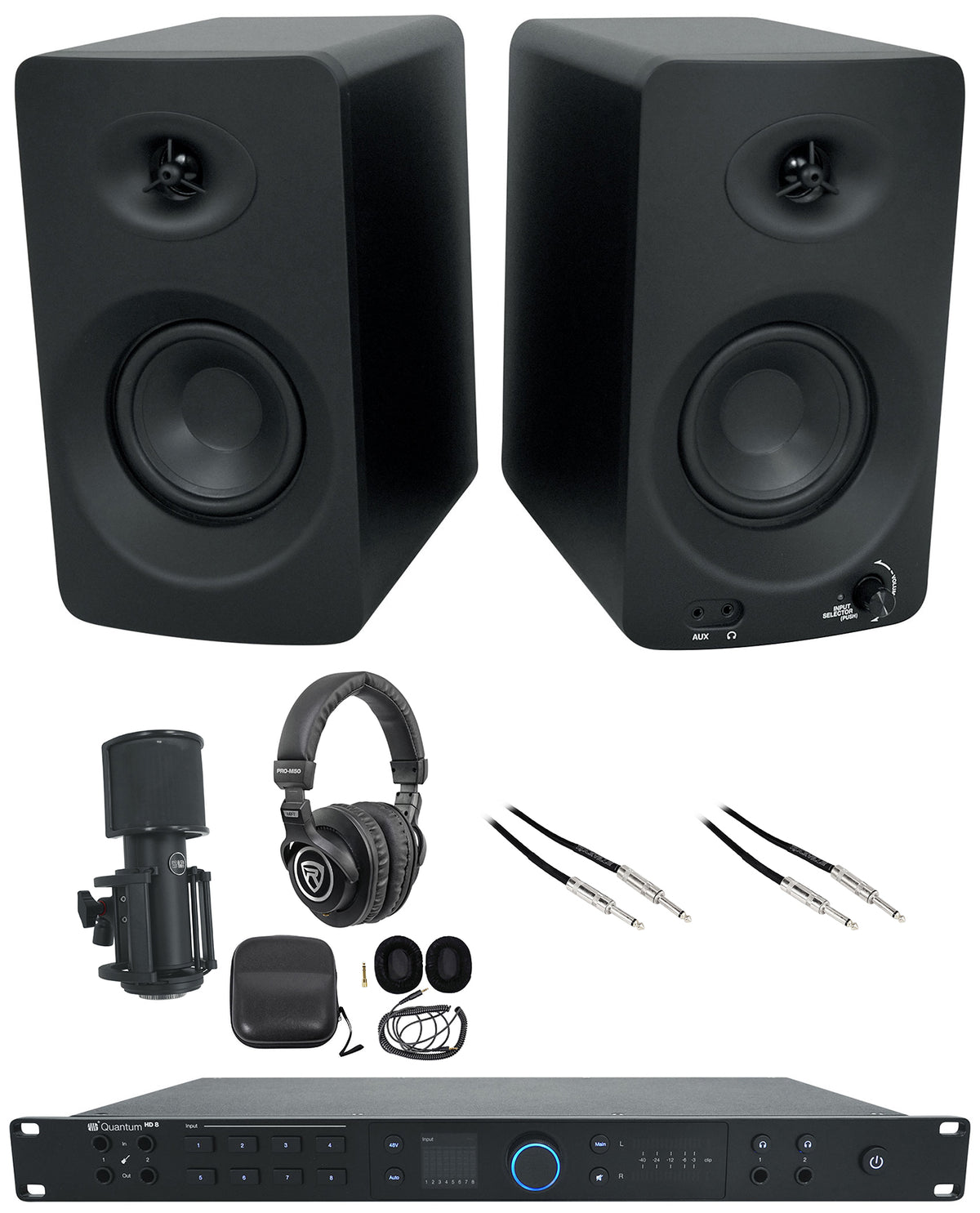 Quantum HD8 Recording Interface + Skylight Mic + PRO-M50 Headphones + ASM4 Monitors