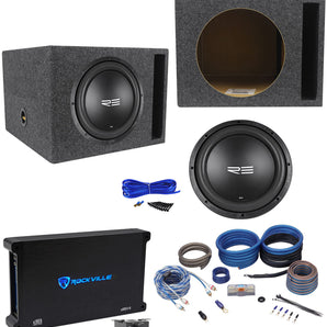 RE Audio SXX12D4 V2 12" 1200W Subwoofer+Vented Box+1000w RMS Amplifier+Amp Kit