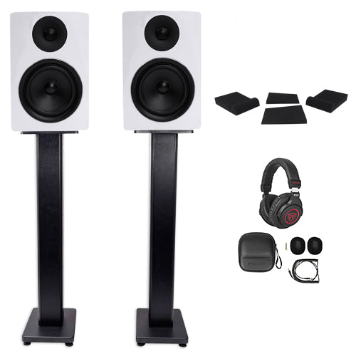 APM6W 6.5" 350W Powered Studio Monitors+Stands+Pads+Headphones