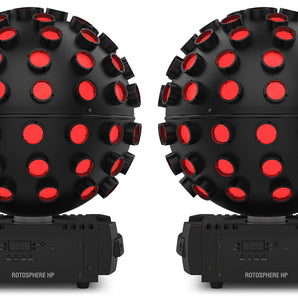 (2) Chauvet DJ Rotosphere HP RGBW + CMYO LED DMX Rotating Mirror Ball Simulators