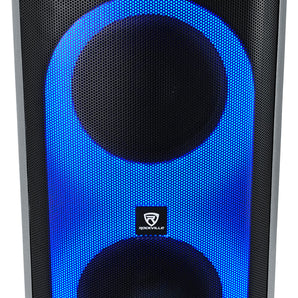 Rockville BASS PARTY 8 Dual 8 inch Portable Battery LED Party Bluetooth Speaker