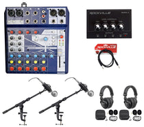 2-Person Podcasting Podcast Bundle with Mixer, Headphones, Mic & Boom Arm