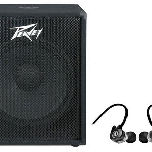 Peavey PV 118 18" Subwoofer 800 Watt Sub, Vented Enclosure PV118+Mackie Earbuds