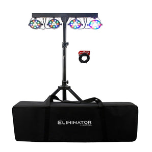 Eliminator Mini Par Bar Light System w/ 4x LED Par Lights+Stand+Remote+Bag+Cable