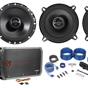 (2) ALPINE S-S65 240 Watt 6.5"+(2) S-S50 5.25" Car Speakers+4-Ch Amplifier+Wires