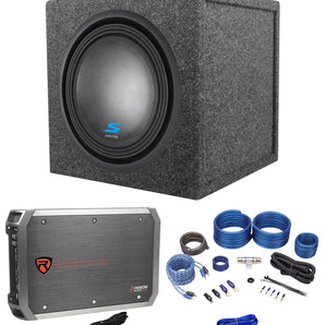 Alpine S-W12D2 12" 1800w Car Subwoofer+Sealed Sub Box+Mono Amplifier+Amp Kit