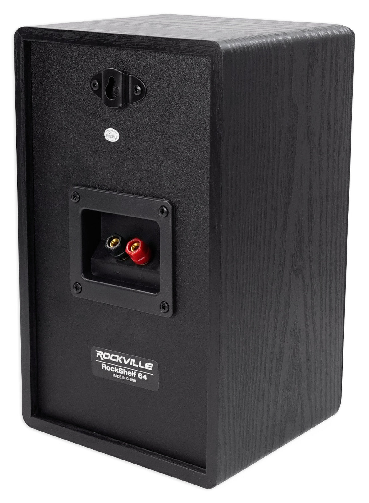 RockShelf 64B Black 6.5" Home Bookshelf Speakers+8 inch Wood Stands