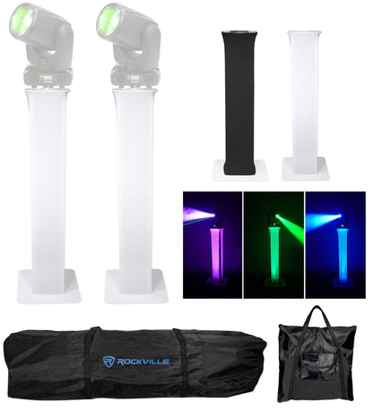 (2) Totem Stands+Black and White Scrims For (2) American DJ Inno Beam LED