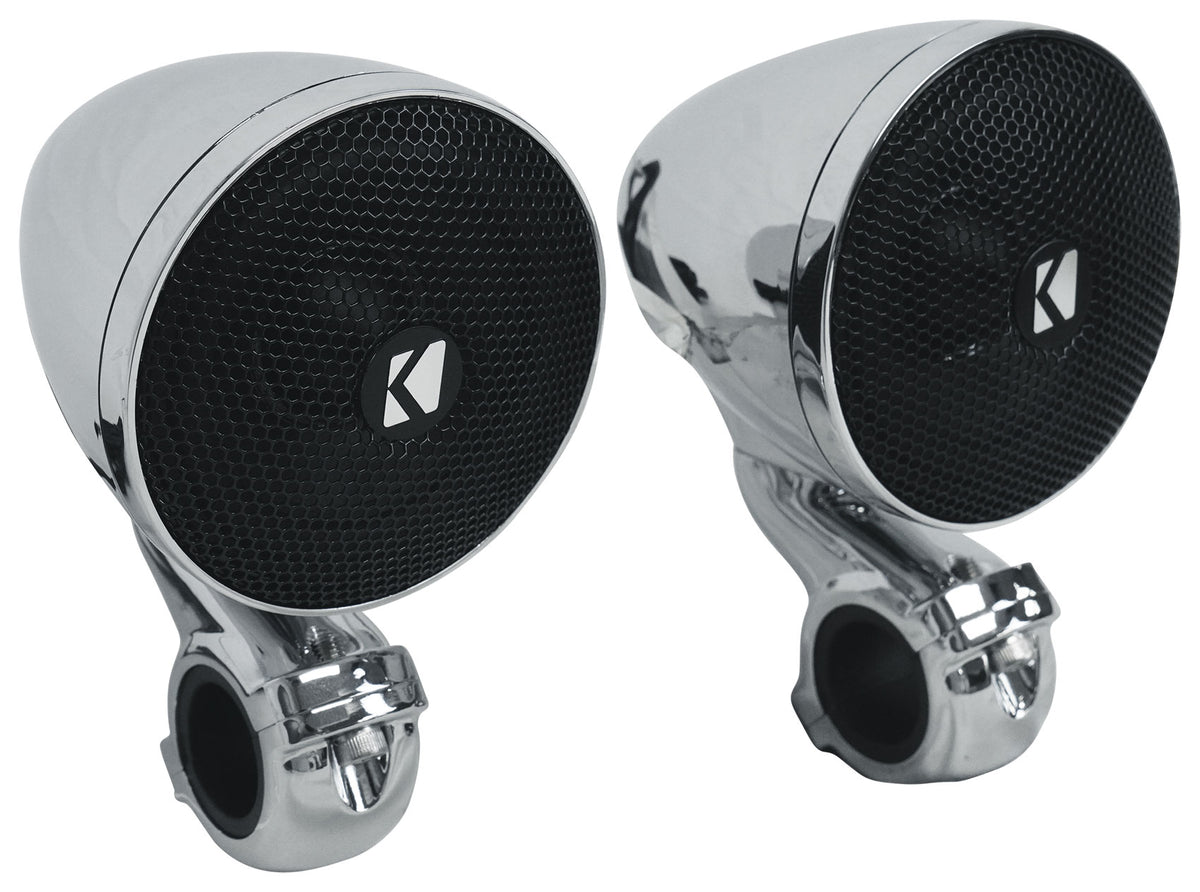 (2) Kicker 47PSM32 3" 100w PSM Motorcycle/ATV Handlebar Speakers in Chrome PSM32