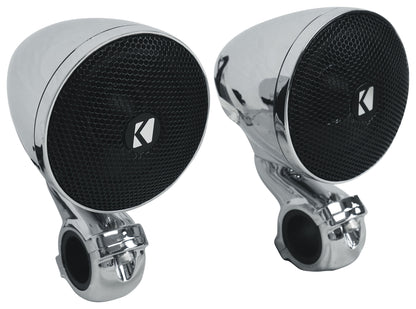 (2) Kicker 47PSM32 3" 100w PSM Motorcycle/ATV Handlebar Speakers in Chrome PSM32