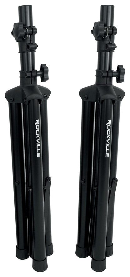 Pair Rockville 10" 800 Watt Passive Pro Audio PA Speakers+2 Stands+2 Metal Mics