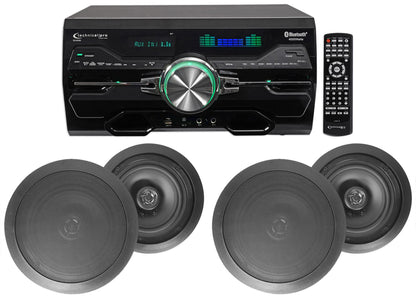DV4000 4000W Home Theater DVD Receiver w/(4) 8" Black Ceiling Speakers