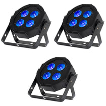 (3) Mega Hex L Par RGBLA+UV LED Wash Lights With Remote