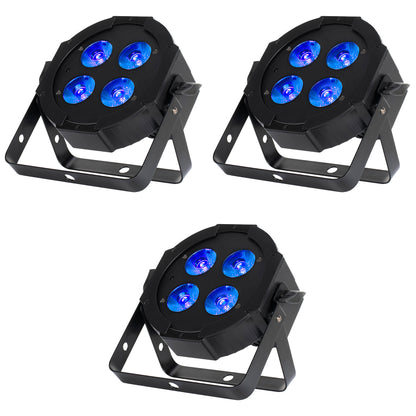 (3) Mega Hex L Par RGBLA+UV LED Wash Lights With Remote