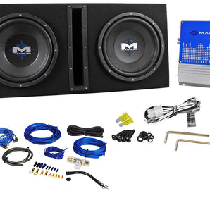 MTX Magnum MB210SP 800w Dual 10” Subwoofers+Vented Sub Box/Amp Package+Amp Kit