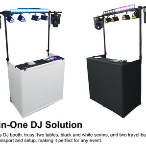 Rockville ROCKBOOTH TRUSS DJ Booth Table Facade with Lighting Truss and Travel Bag