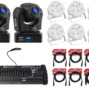 2) Martin Thrill Mini Profile Moving Heads+6) Wash Lights+DMX Controller+Cables