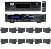 6000W 6-Zone Home Theater Bluetooth Receiver + (12) 6.5" Black Speakers + EQ