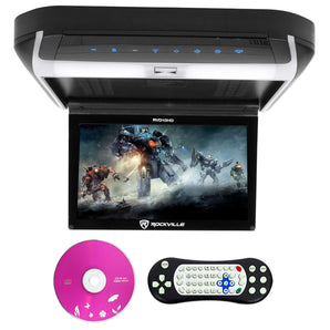 Rockville RVD10HD-BK 10.1" Flip Down Monitor DVD Player, HDMI, USB, Games,LED