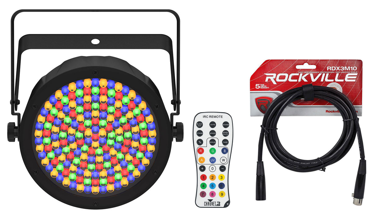 EZPAR 64 RGBA ILS Battery Wash Up-Light + RDX3M10 DMX Cable