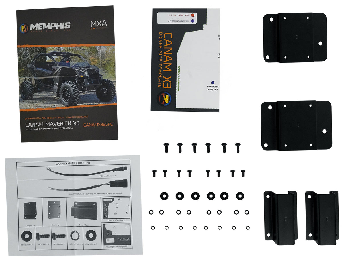 CANAMX365FE Speaker Pods + Bass Party 65 Bluetooth Speaker For Can-Am X3