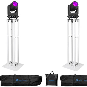2) ADJ Vizi Beam CMY LED DMX Gobo Beam Spot Wash Moving Head Lights+Totem Stands