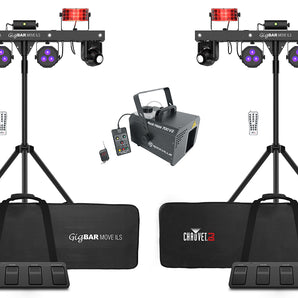 (2) Chauvet DJ GIGBAR MOVE ILS Moving Head/Derby/Wash/Laser/Strobe Lights+Hazer