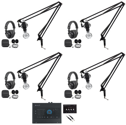 4-Person Podcast Kit with Quantum ES4 & Boom Arms