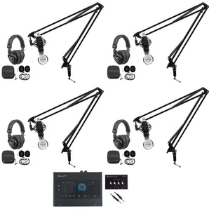 4-Person Podcast Podcasting Recording Kit w/Presonus Quantum ES4 Interface+Booms