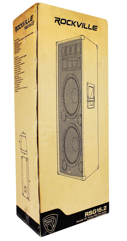 Crown XLi1500 Amplifier + (2) Rockville RSG15.28 Dual-15in Speakers + Cables