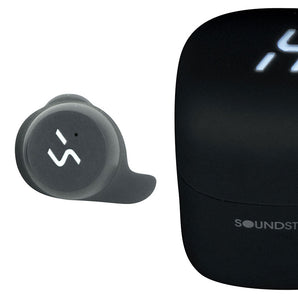 Soundstream HEQC-BK H2GO IPX6 Wireless Headphones EarBuds+Wireless Charging Pad