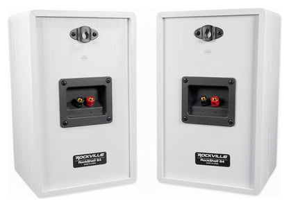RockShelf 64W White 6.5" Home Bookshelf Speakers (Pair)