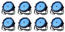 (8) Mega Go Par 64E RGB+UV DMX Par Can Stage Wash Lights