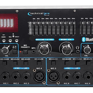 Technical Pro MM3000 Powered Bluetooth Microphone Mixer Amplifier Amp SD, USB