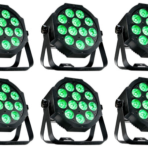 (6) Eliminator MEGA 64 PROFILE EP DMX RGB+UV LED Club DJ Par Can Wash Up-Light