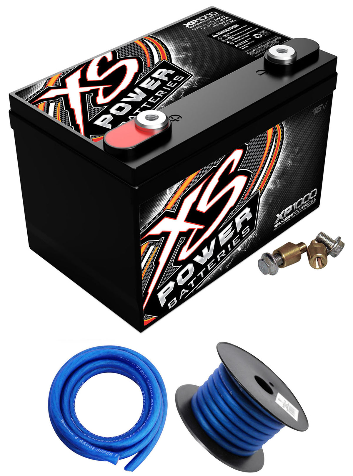 XS Power XP1000 2400W 16V Power Cell Car Battery Power System+Power/Ground Wires