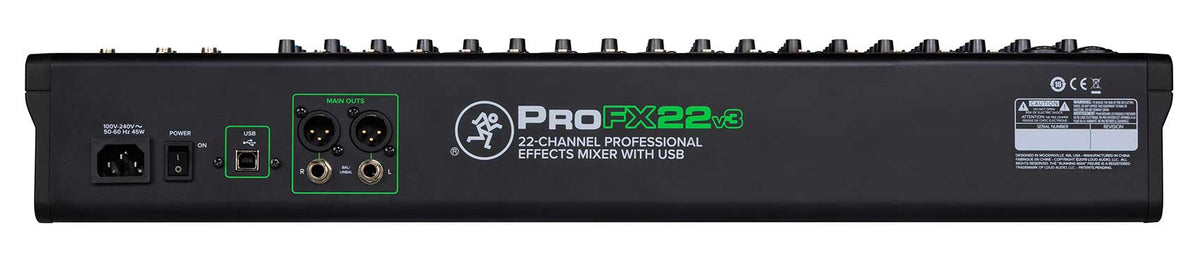ProFX22v3 22-Channel 4-Bus Pro Effects Mixer w/USB + Padded Bag