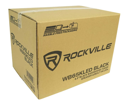 2) Rockville 6.5" LED Swivel Black Marine Wakeboard+Coaxial Speakers+Amp+Amp Kit