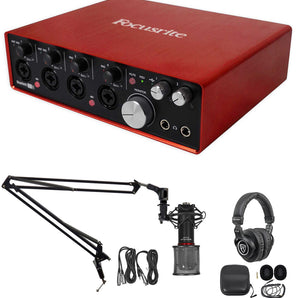 Focusrite SCARLETT 18I8 2nd G USB Audio Recording Interface+Boom+Mic+Headphones