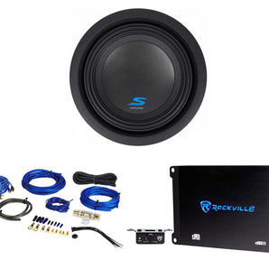 ALPINE S-W8D4 8" 900 Watt Car Audio Subwoofer DVC Sub+Mono Amplifier+Amp Kit